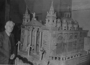 Joseph Sciberras with his model of Floriana parish church